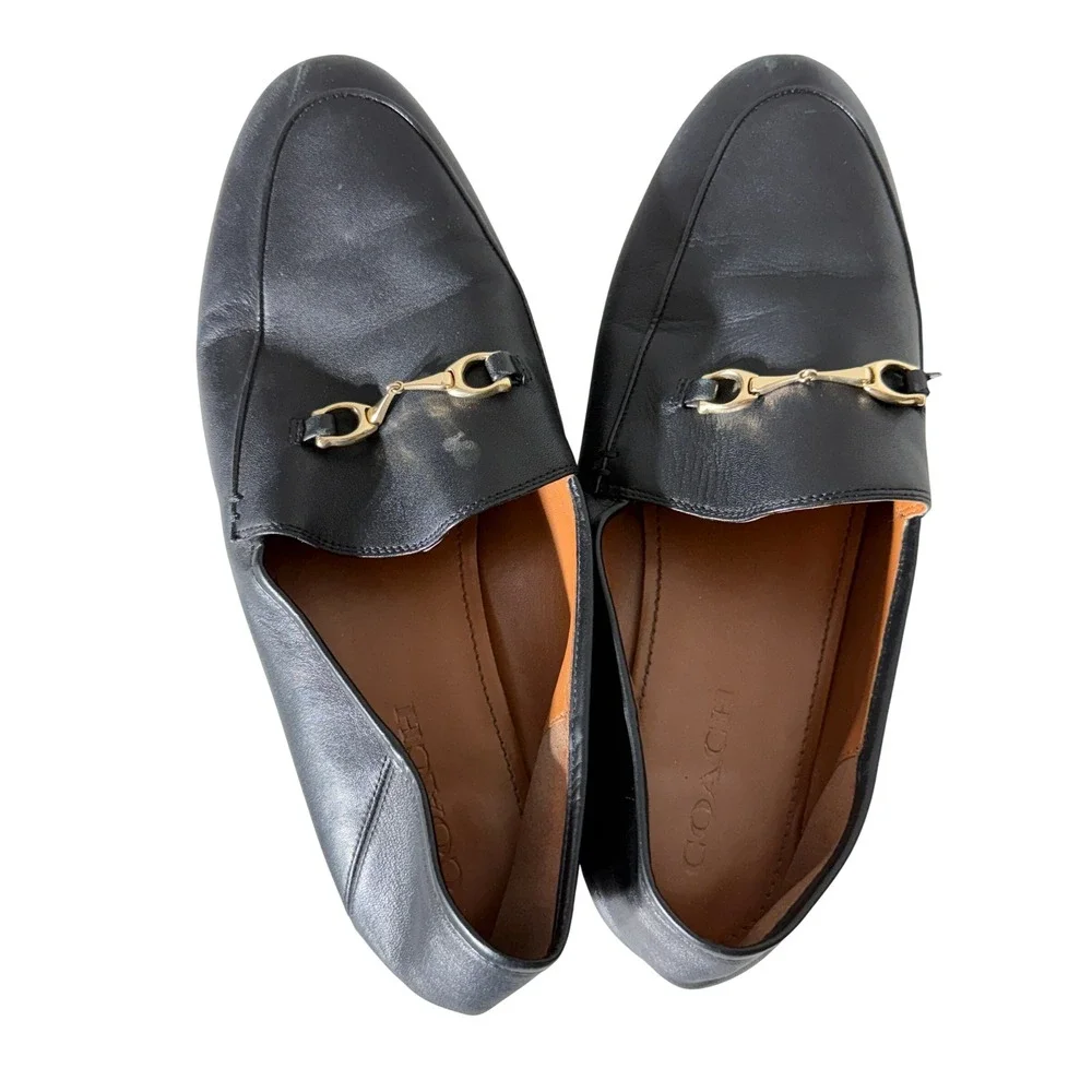 Coach Haley Horsebit Loafers Black Leather Gold Hardware FG3110 Womens 11B